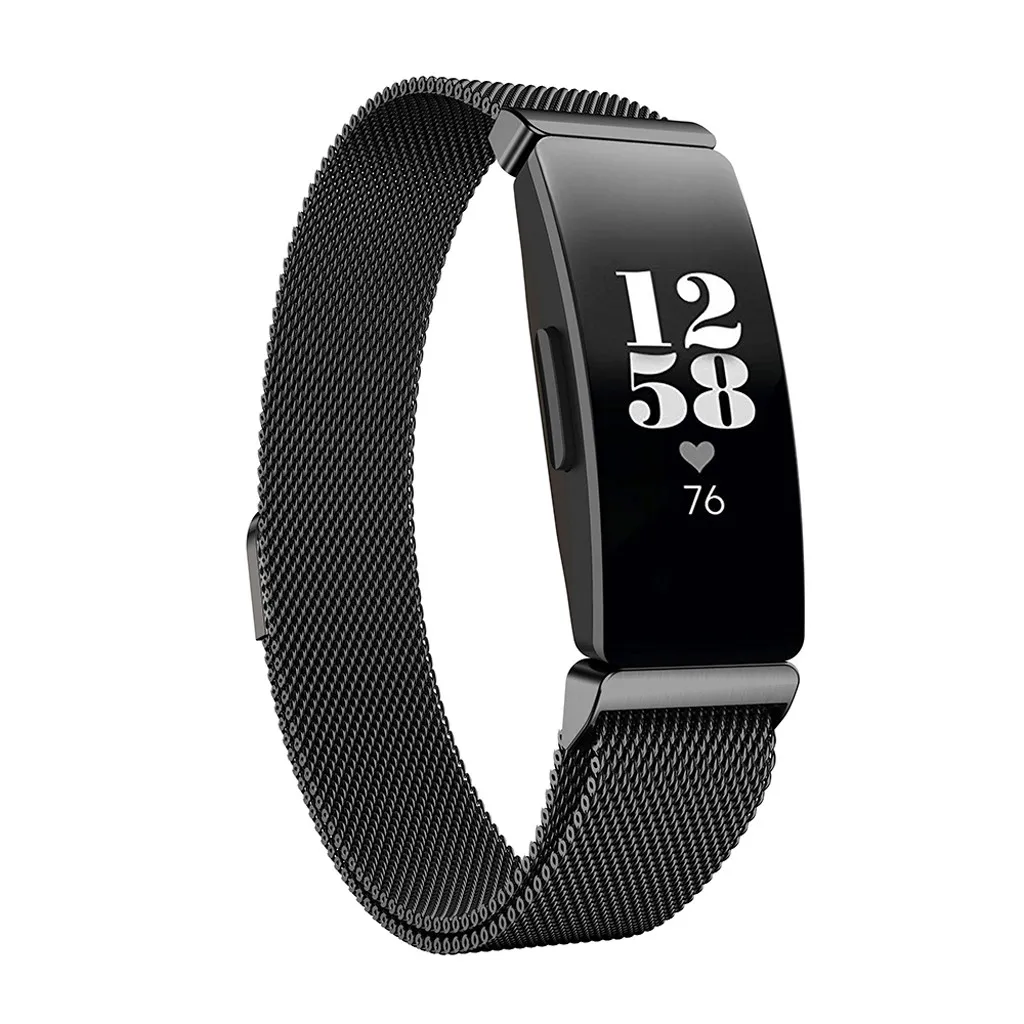 Черный Миланские часы из нержавеющей стали ремешок Браслет для Fitbit Inspire/Inspire горячая Распродажа дропшиппинг - Цвет: Черный