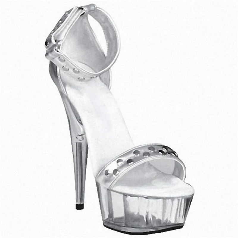 The 6-inch shoes, 15cm high heels, transparent soles, rivets and dancing shoes