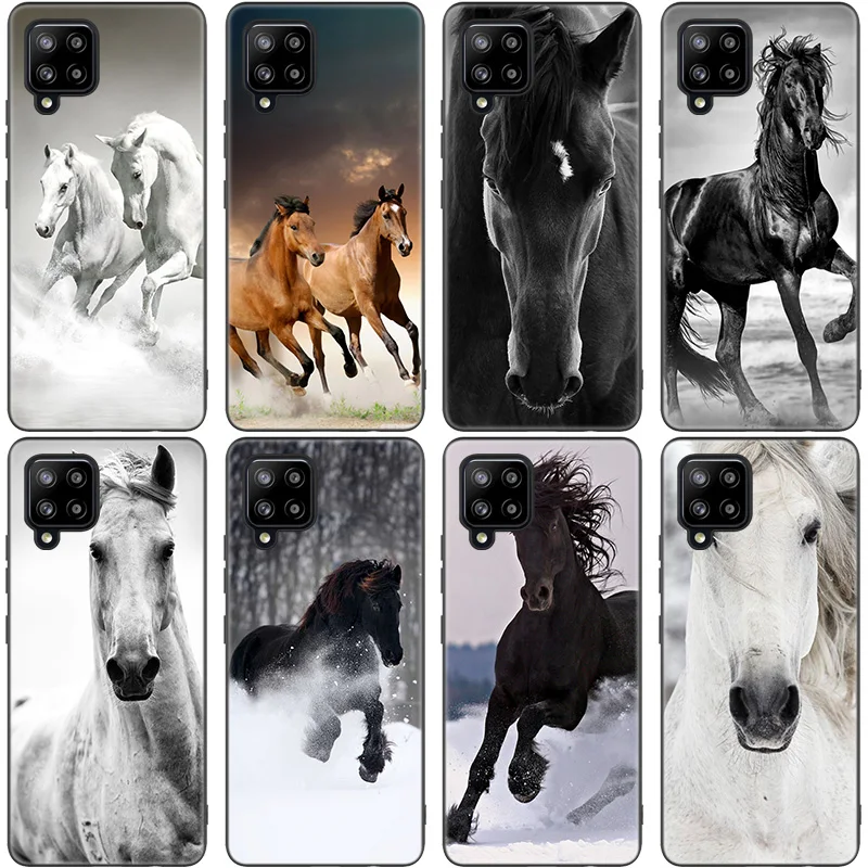 Horses Running Phone Case For Samsung Galaxy A12 A02S A22 A32 A52 A72 A71 A51 A41 A31 A21 A11 A50 A70 A10S A20S Black Soft Cover | Мобильные