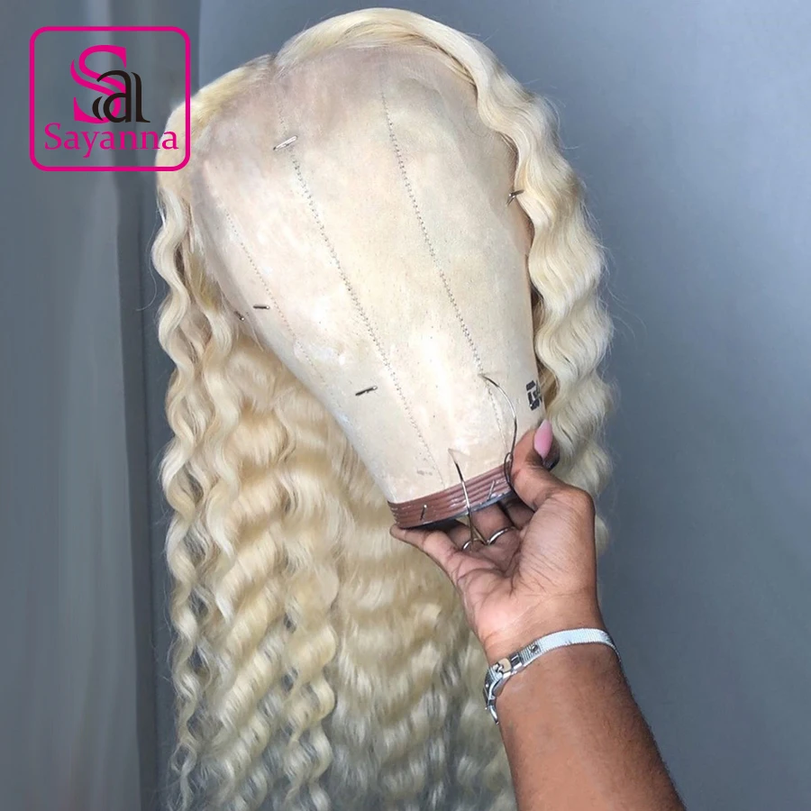 613 Honey Blonde 13x6 Lace Frontal Human Hair Wigs Brazilian Deep Wave Wigs Middle Part Lace Front Wig Hair Wig Remy Pre Plucked