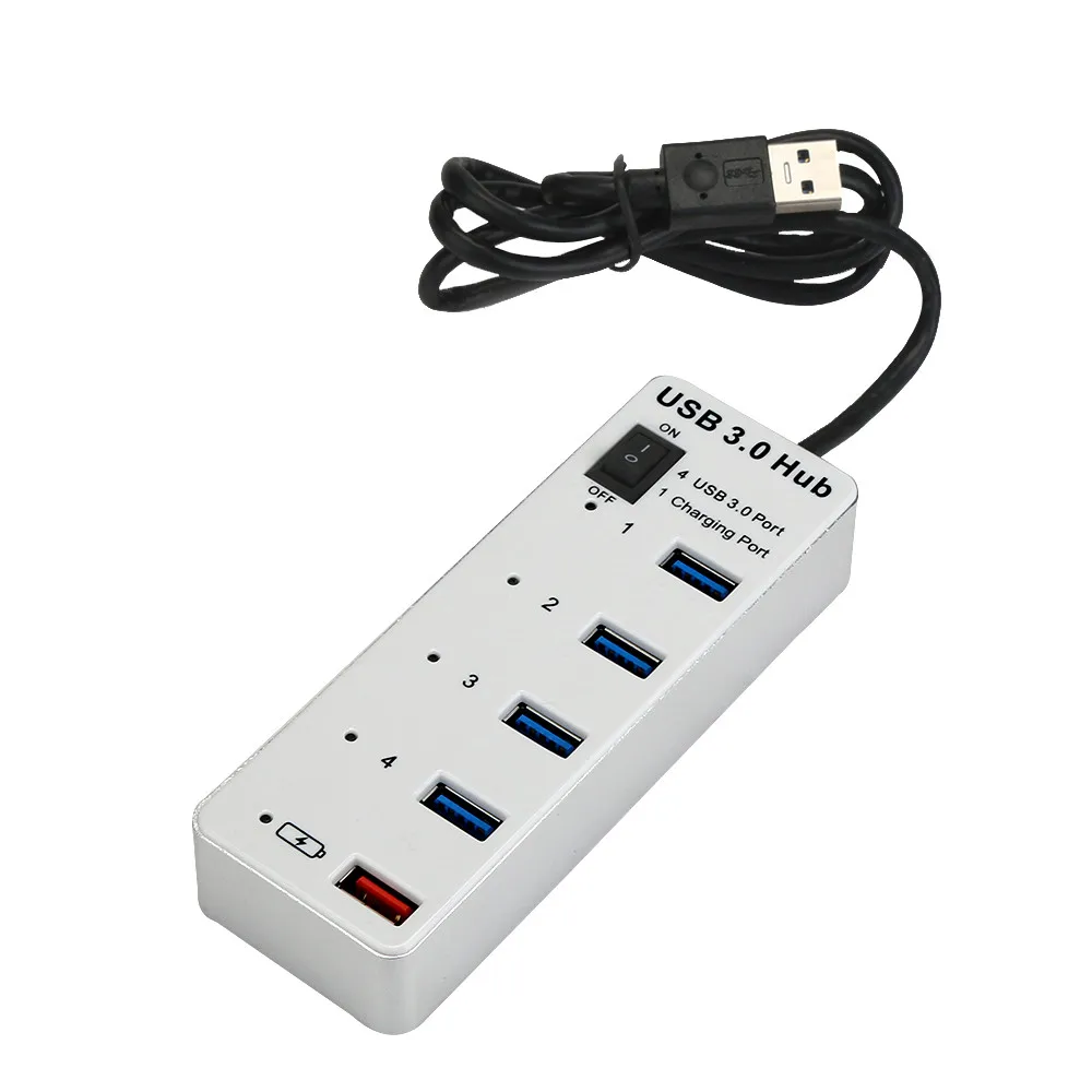 USB 3,0 концентратор Портативный USB 3,0 концентратор 5-Порты и разъёмы концентратор адаптер Высокая Скорость порт для зарядки через Порты и разъёмы Hub адаптер для ноутбука Планшетные ПК для MP3-плееры