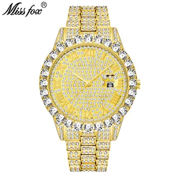 

Trendy fashion waterproof luxury full diamond men's watch bracelet explosion models men and women Valentine's Day gift Christmas