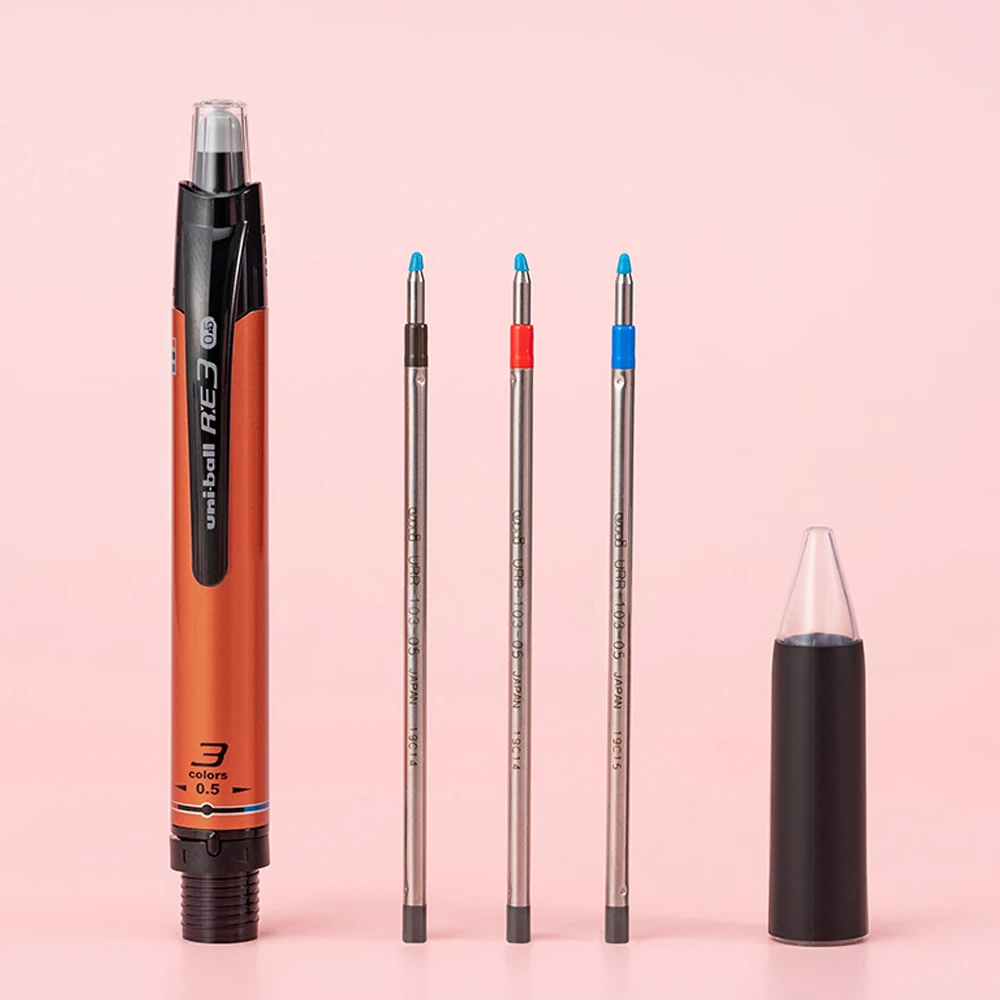 일본 UNI 다기능 프레스 3 색 지울 수 있는 펜 URE3-500, 0.5mm 한정 회전 코어, 학생 사무실