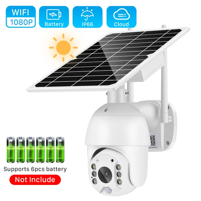 $- 1080P WIFI Camera 8W Solar Panel PTZ Camera Outdoor 2MP PIR Human Alarm CCTV Security Camera 30M IR/Color Night Vision IP Camera