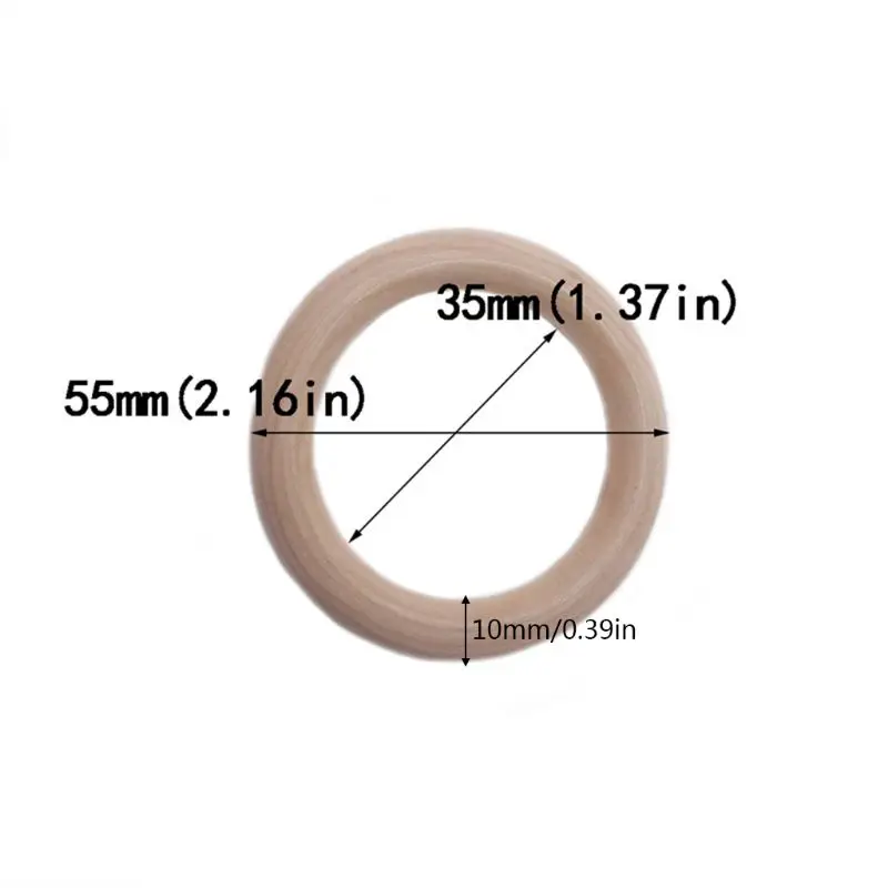 20Pcs Natural Wooden Baby Teether Ring Infant Molars DIY Making Safe Teethers Accessories Newborn Bracelet Craft Toy 4