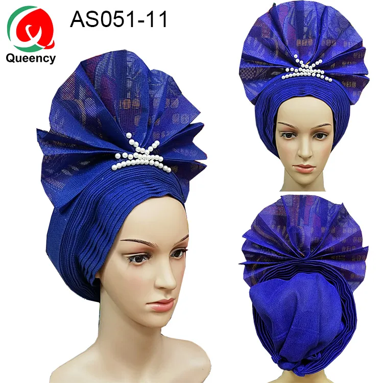 AS051-11 AS051 дизайн королевы и красивая Нигерия ASO OKE головной убор ручной работы авто геле с бисером для женщин для танцев вечерние и свадебные DHL - Цвет: AS051-11