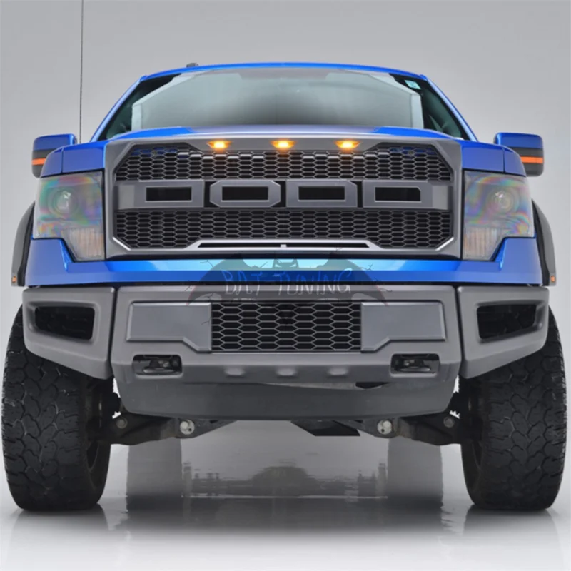 Сетка для пчелиных сот Стиль передняя решетка подходит для Ford Raptor F-150 2009- черный/серый Raptor передний бампер решетка ABS с фонари янтарного цвета