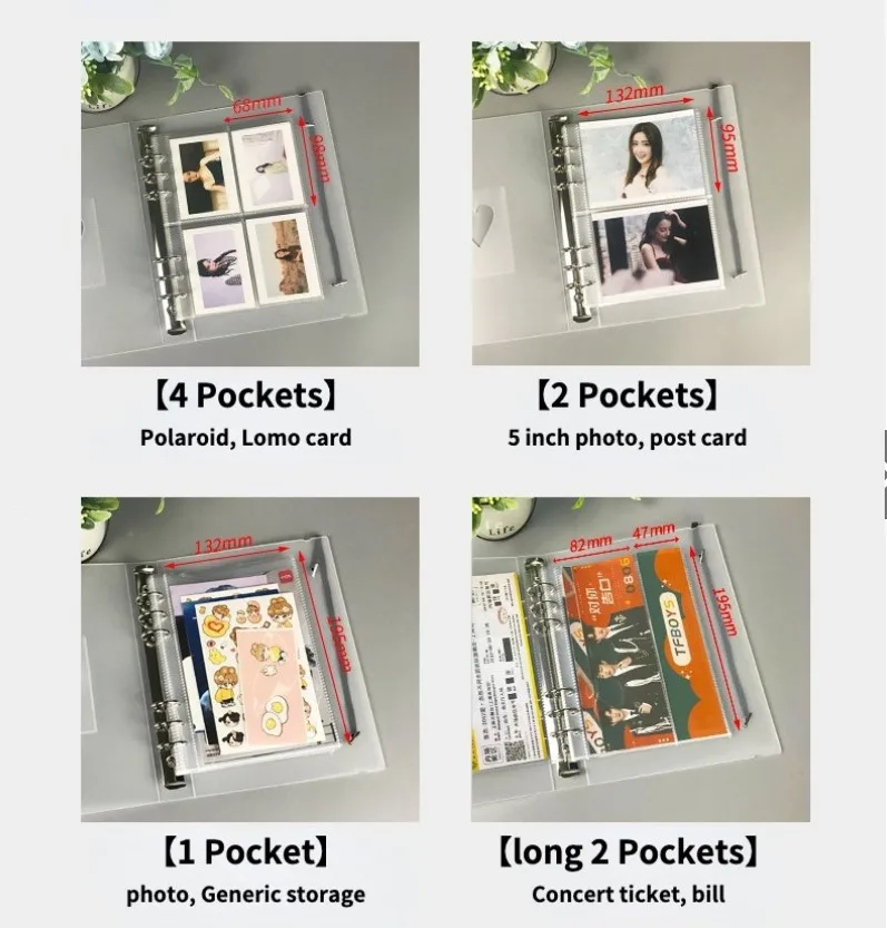 10pcs Photo Album Binder Refill Inner Sleeves 1P 2P 4P Transparent A5 Binder Sleeves Photocard Storage Organizer Loose Leaf photo album