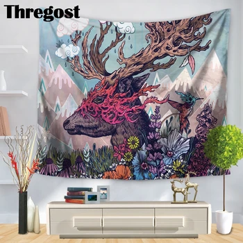 

Thregost Wall Cloths Wall Hanging Tapestries Cartoon Animal Printed Tapestry Art Polyester Woven College Dorm Decorations