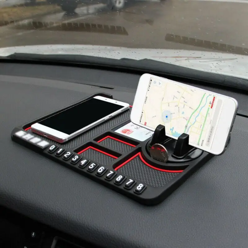 

Multifunction Car Phone Holder Temporary Parking Card Anti-Slip Mat Instrument Panel Storage Mat Auto Mobile Phone Holder