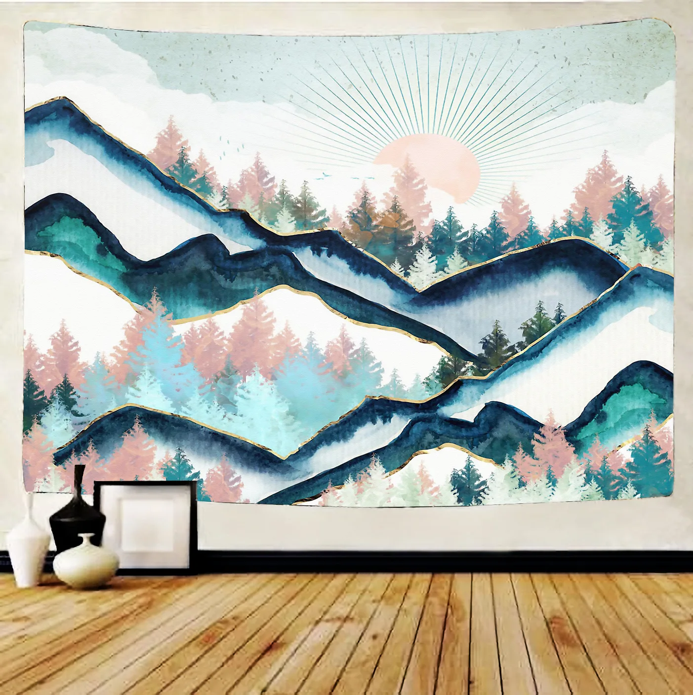 

Fun Fervent Japanese Style Mountain Forest Nature Series Tapestry Creative Art Aesthetic Modern Design Tapestry Wall Hanging