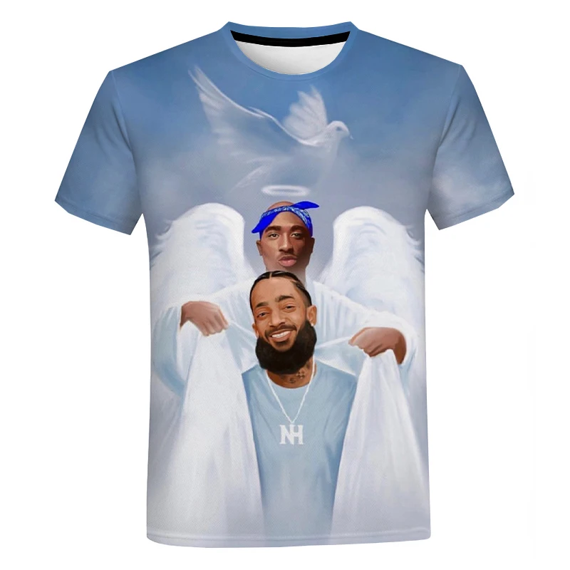2Pac &amp Nipsey Hussle футболка с 3D принтом мужская и женская летняя повседневная в стиле