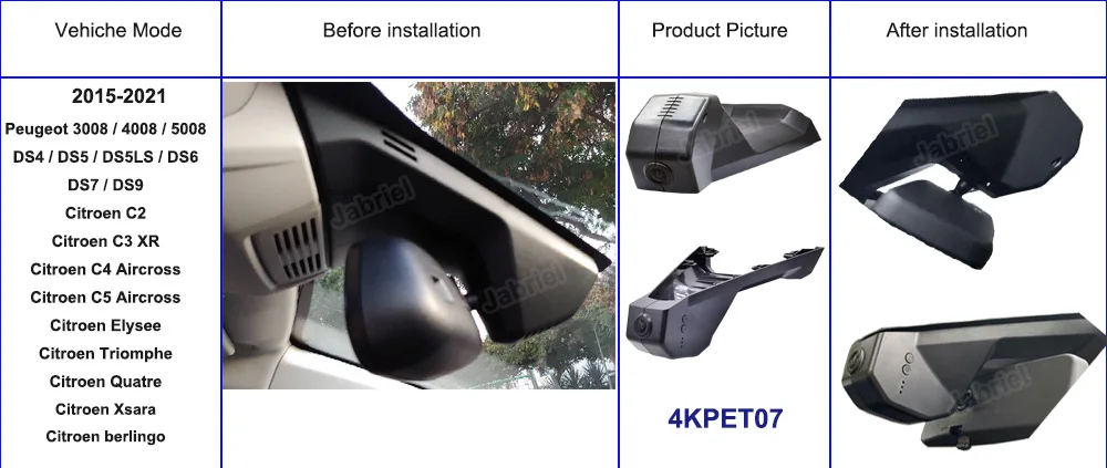 vehicle blackbox dvr full hd 1080p 4K 2160P New Car DVR Dashcam Video Recorder for Peugeot 4008 5008 3008 DS4 DS5 DS5LS DS6 DS7 DS9 Citroen C2 C3 C4 C5 C6 berlingo vehicle blackbox dvr