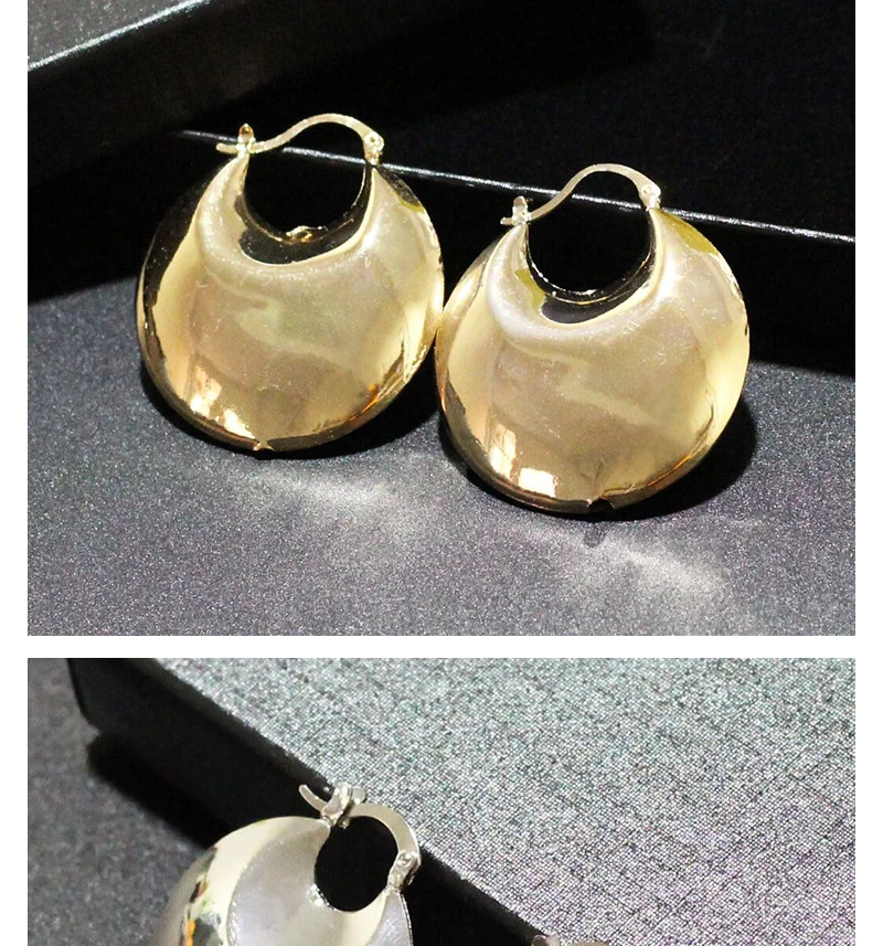 SRCOI Корея Металл золото серебро цвет глянцевая круглая корзина серьги-кольца мода сплав хозяйственная сумка серьги-кольца для женщин вечерние