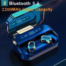 TWS Bluetooth 5.1 Earphones 2200mAh Charging Box Wireless Headphone 9D Stereo Sports Waterproof Earbuds Headsets With Microphone