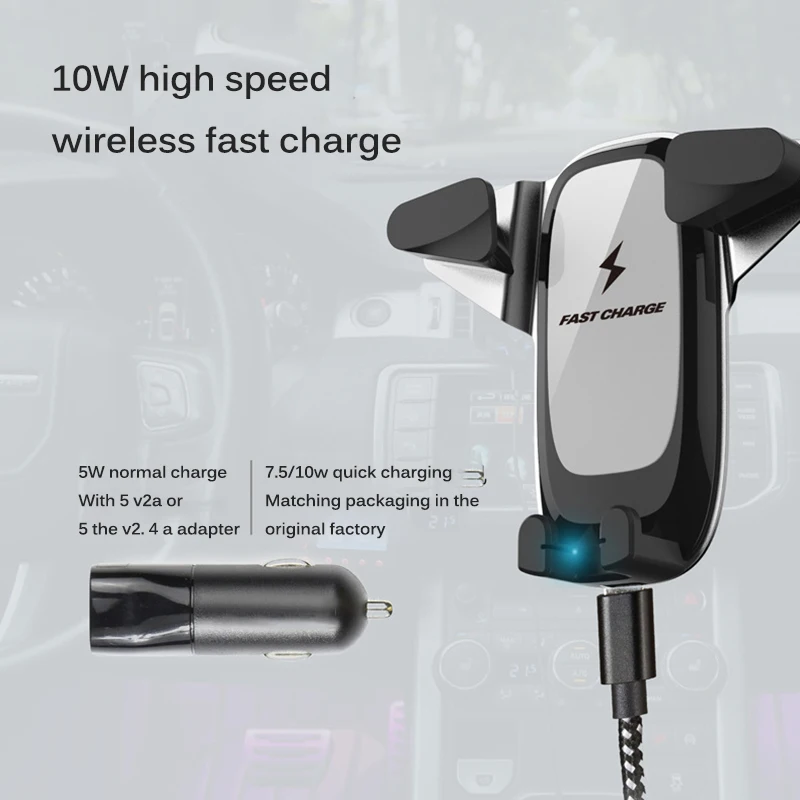 AOZBZ Universal 10W Car Wireless Charger Holder Fast Charging Car Phone Holder Charger Car Fast Wireless Charging
