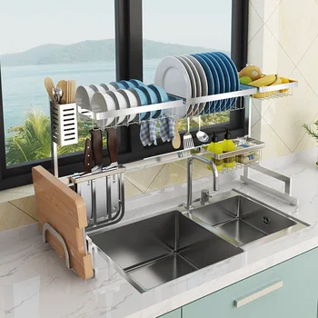 

304 Stainless Steel Kitchen Shelves Sink Draining Shelf Dish Rack Kitchen Storage Rack Kitchen Dish Rack