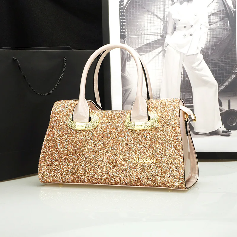

Patent Leather Sequins Bucket Design Fashion Casual Female Handbag Shoulder Bag Crossbody Messenger Bag Shoulder Bag Bolsa Flap