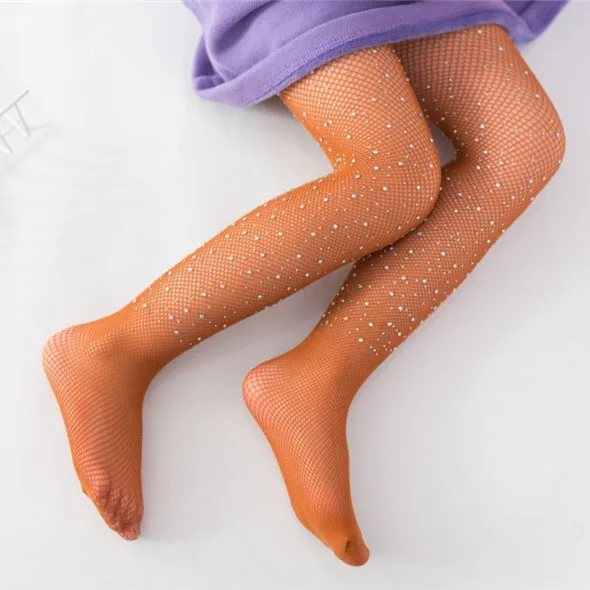 Pantyhose Diamond Tights Stockings Kids Tights Summer Kids Fishnet Top Girls Sequin Children Mesh Fishnet Net Pattern