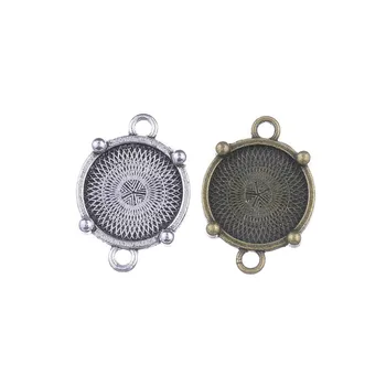 

10 Per Pack Jewelry Making Zinc Alloy Jewelry DIY Round Double Hole Bottom Necklace Pendant Jewelry Accessories