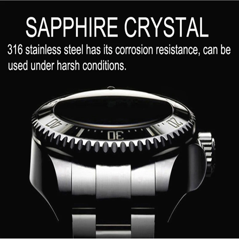 LOREO Men Military Watch 200m Waterproof Wristwatch Automatic Mechanical Clock mechanical watch