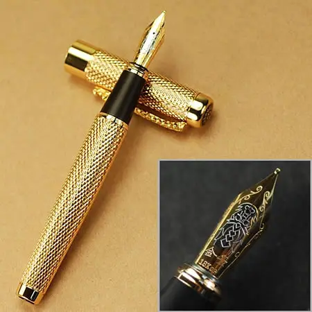 Jinhao1200 серебро 18KGP B перо перьевая ручка ДРАКОН РЕЗНЫЕ канцелярские принадлежности Школьные и офисные ручки