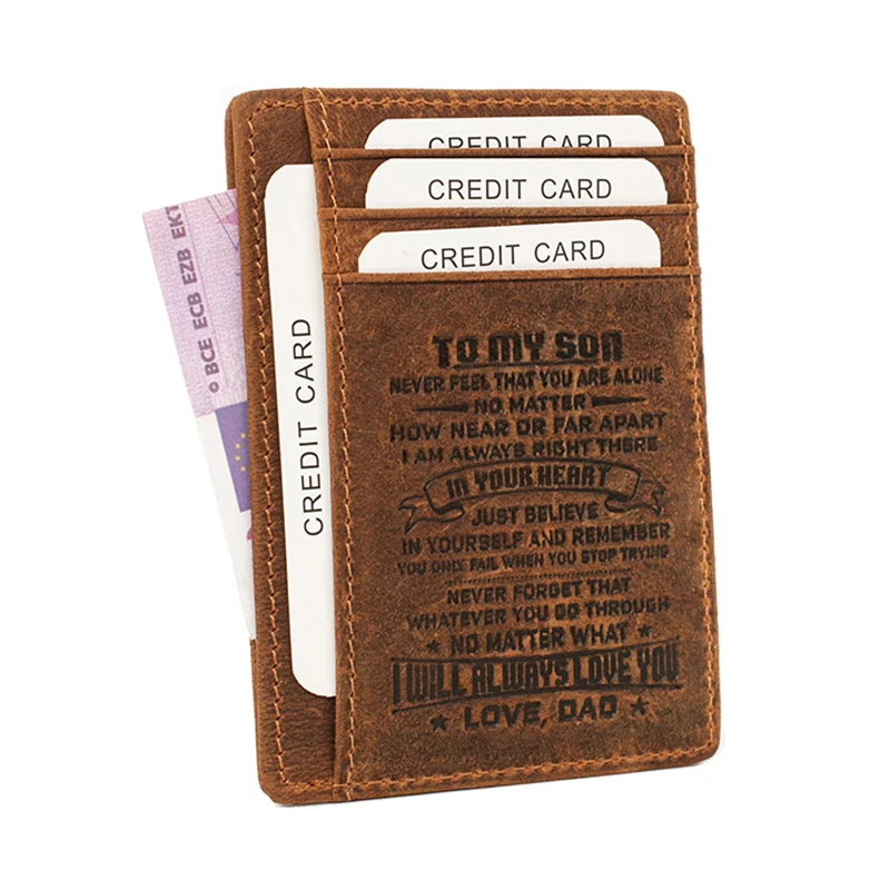 Кошелек мужской из натуральной кожи с гравировкой и передним карманом | Багаж