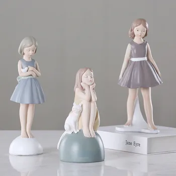 

[HHT] Nordic Resin Crafts Figure Girl Statue Fairy Garden Cartoon Creative Photo Props Home Decoration