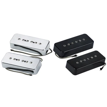 

4x Neck Bridge Soap Bar P90 Pickup Alnico 5 Electric Guitar Pickup Single Coil Guitar Parts Black & Silver