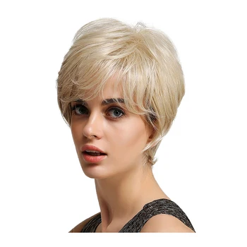 

4X 8Inch Women Lasting Resistant Short Straight Human Hair Wig