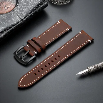 

Casual Retro Genuine Leather Watchbands Double Sided Strap Quick Release Handmade Leather Straps