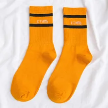 Женские носки до лодыжки носки в полоску и с рисунком и буквенным принтом для девочек Теплые носки осень-зима; домашние тапочки из хлопка для женщин носки