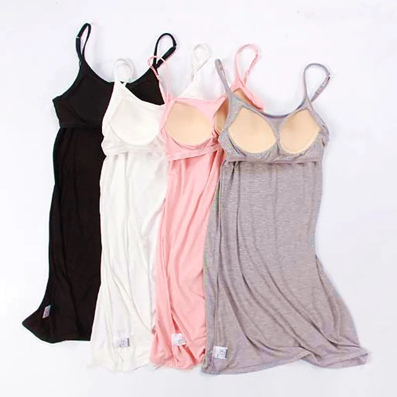 Women Nightgowns Sexy Sling Nightdress Women Short Slim Dress Female Modal Cotton Sleepwear Bra Padded Nightwear Nightgowns