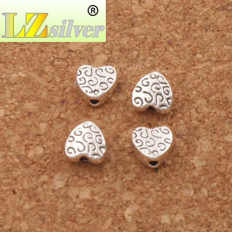 Small Flat Round With Swirls Heart Beads 5.9X6.1mm 500pcs zinc alloy Loose Beads Jewelry DIY L1767