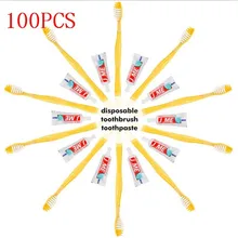 100 шт новая чистая одноразовая зубная щетка для взрослых, зубные пасты для мытья полоскания, костюм для путешествий, кемпинга, разные цвета, подходит для путешественников