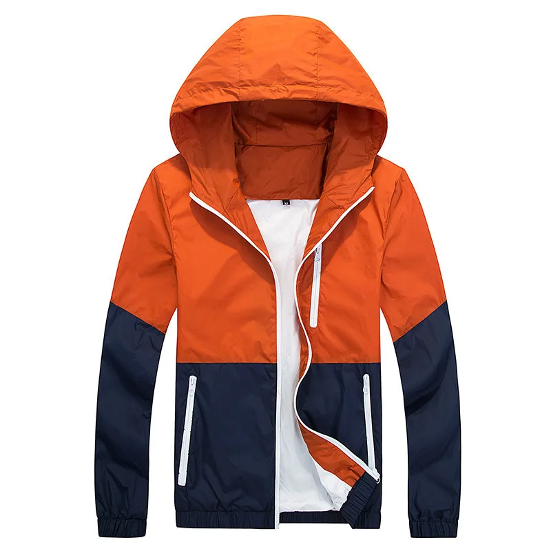 

Spring And Autumn Thin Men Hooded Mixed Colors Slim Fit Coat Large Size Casual Couples Jacket