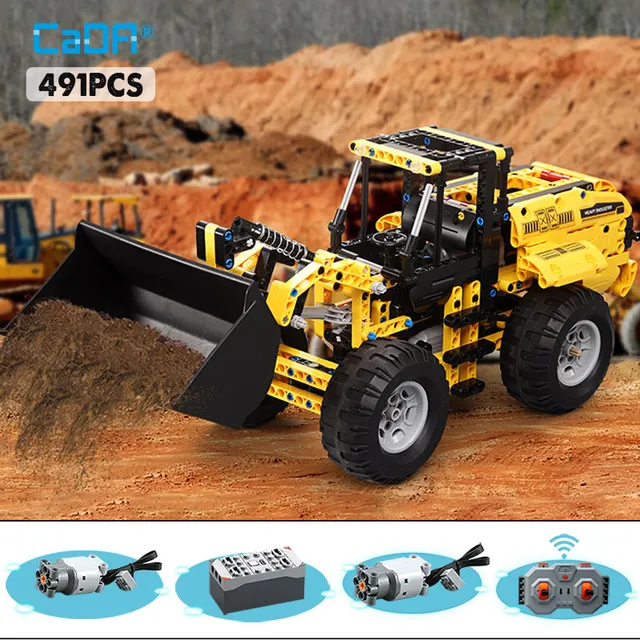US $53.32 Cada 491pcs RC Wheel Loader Truck Car Building Blocks For Technic Remote Control Truck Power Bricks