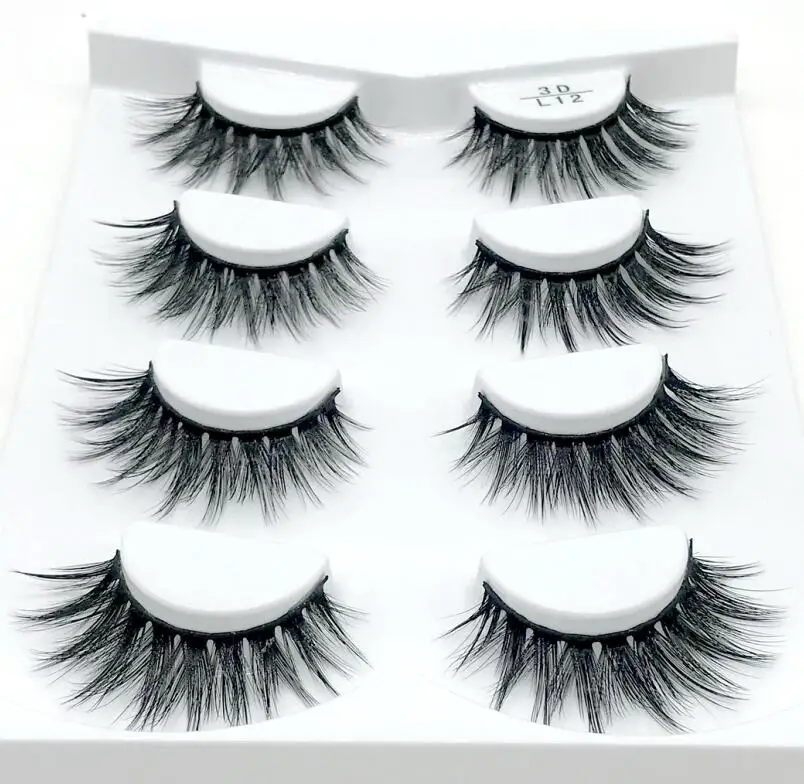 4 pairs L12 Hbzgtlad 1/2/7 пар натуральные накладные ресницы длинные Макияж 3d норковые ресницы, наращивание ресниц ресницы серо-коричневого цвета для красоты - Цвет: 4 pairs L12