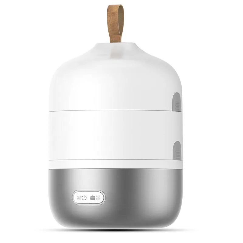 

2L Electric Lunch Box Food Warmer Rice Cooker Mini 3 Layers Pluggable Heating Insulation Go To Work Hot Rice Artifact