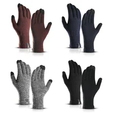 Ветрозащитные трикотажные перчатки для катания на лыжах с сенсорным экраном, ветрозащитная теплая трикотажная одежда ручной работы, аксессуары для спортивной одежды на открытом воздухе