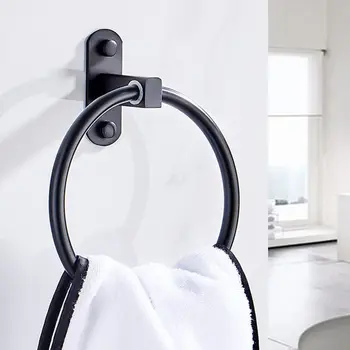 

16cm Black Towel Rack Euro Antique Style Paint Aluminum Towel Ring Holder for Bathroom Wall Storage Hanger Home Organizer
