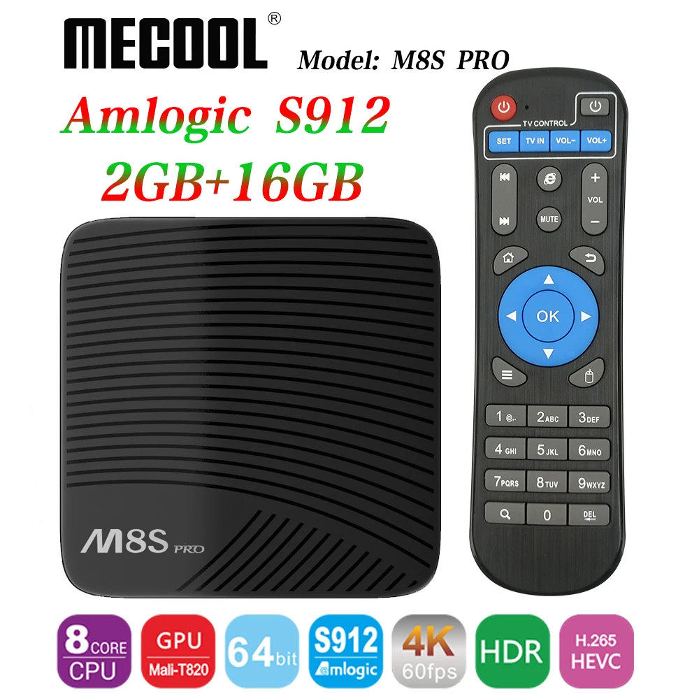 Mecool M8S PRO Android 7,1 Smart tv Box S912 2 Гб DDR4 ram 16 Гб rom 5G wifi Bluetooth 4,1 4K HD Голосовое управление телеприставка