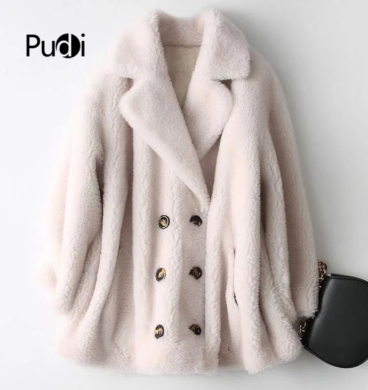 PUDI A18224, Женское зимнее пальто из настоящей шерсти, овечья шерсть, натуральная стрижка, пальто, теплая куртка, пальто для девочек, женские длинные куртки