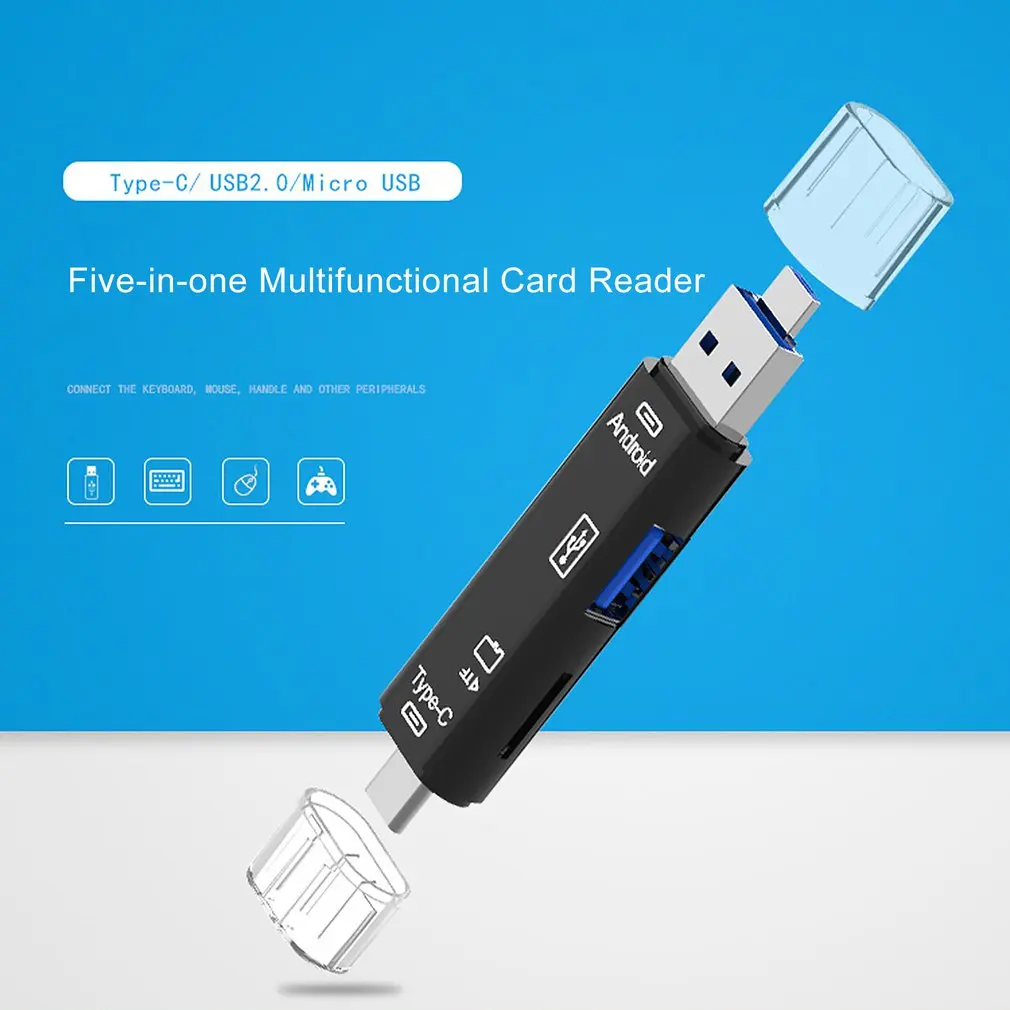 5 в 1 USB 3,0 type C/USB/Micro USB SD TF считыватель карт памяти OTG адаптер разъем Высокоскоростной считыватель карт памяти