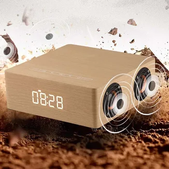 

Hot Sale 12W Output Retro Wood Clock Mini Portable Wireless Bluetooth Loudspeaker Alarm Clock Music Player Indoor Outdoor Use