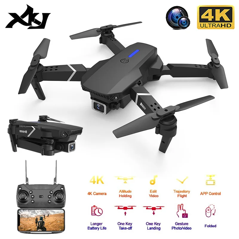 XKJ 2020 Новый Квадрокоптер E525 WIFI FPV Дрон с широким углом HD 4K 1080P камера высота