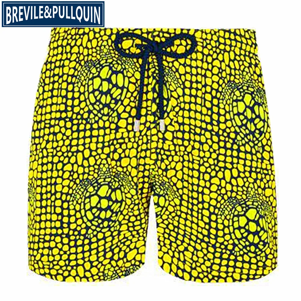 Q Brand Fashion Brevile pullquin Beach Board Shorts Men Turtles Swimwear Bermuda Quick Dry Adults Swimtrunks M L XL XXL - Цвет: Q