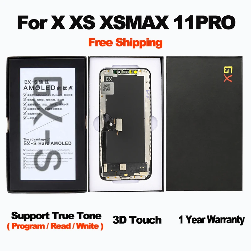 

GX HK Pantalla OLED Incell LCD Display For iPhone X XS LCD Display Touch Screen Digitizer Assembly For iPhone X 12 Pro XSMax XR