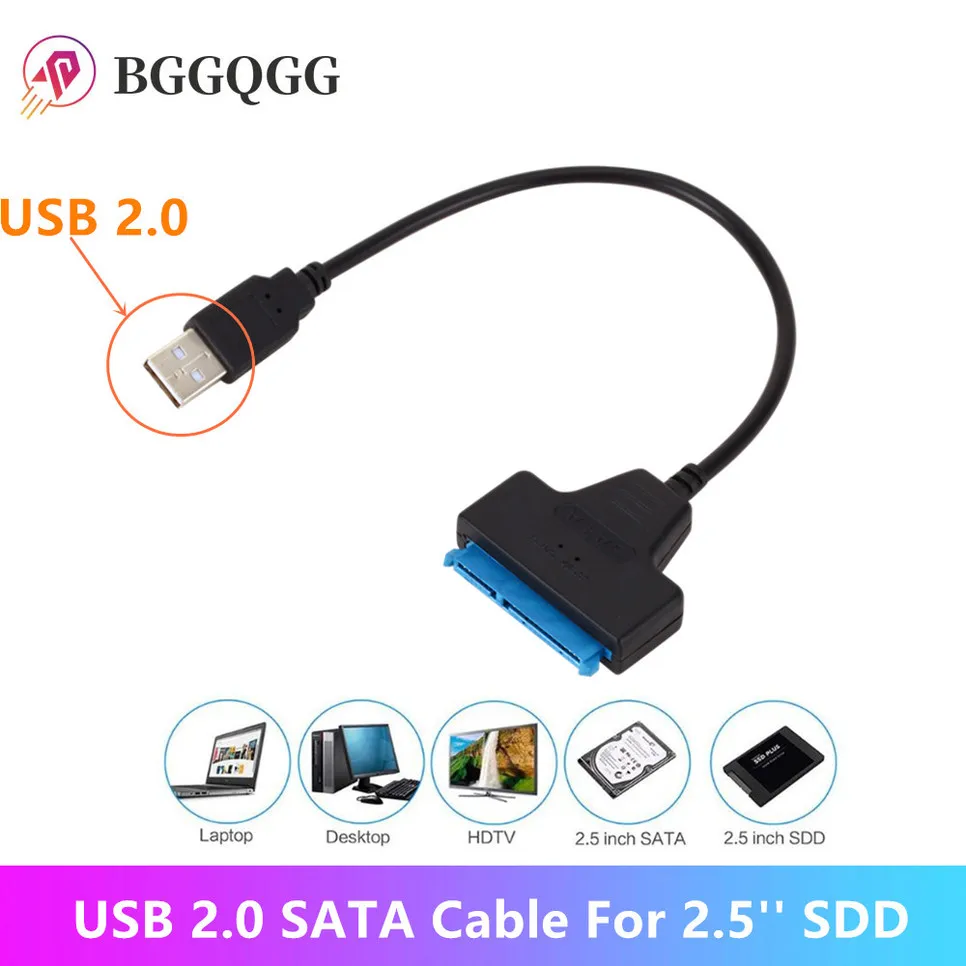 BGGQGG Usb Sata кабель адаптер к 2 0 Компьютерные разъемы Поддержка 5 дюйма SSD Hdd жесткий