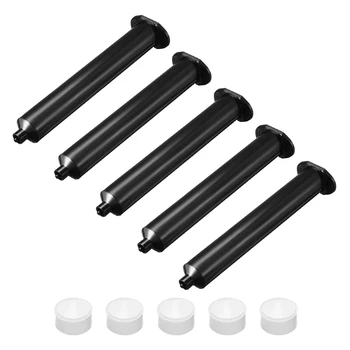 

uxcell 55CC/55ML Black Adhesive Syringes Tube Sleeve with Piston for Industrial, 5 Pcs